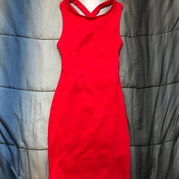 Forever 21 Dresses Forever 2 Crisscross Back Fire Red Bodycon Dress Poshmark